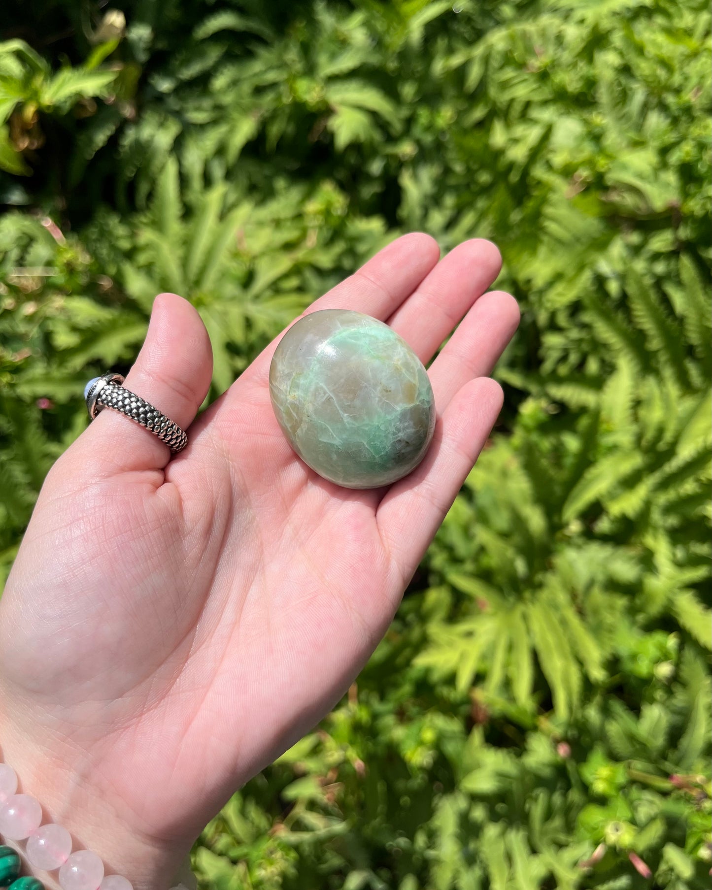 Green Moonstone Palm Stones