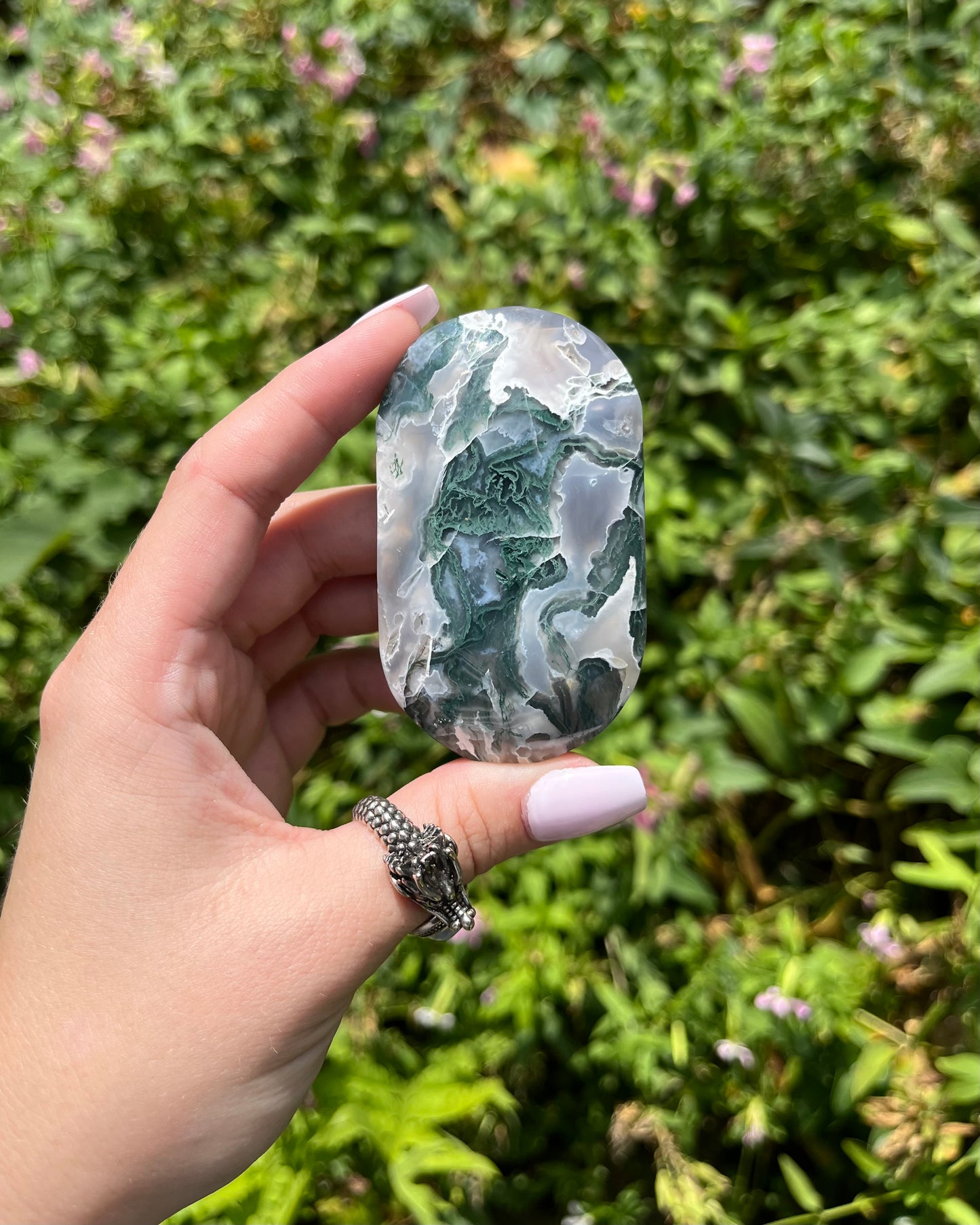 Moss Agate Palm Stones