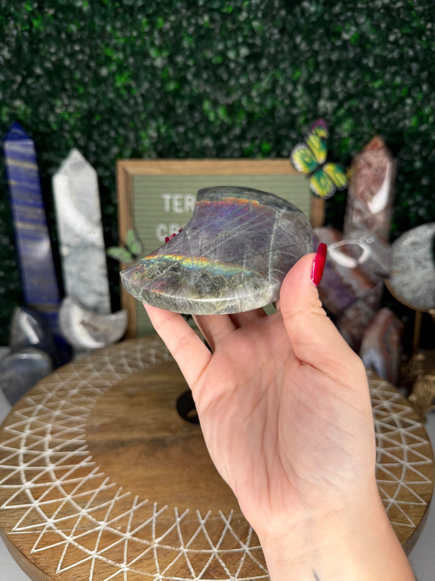 Labradorite Moon Carving