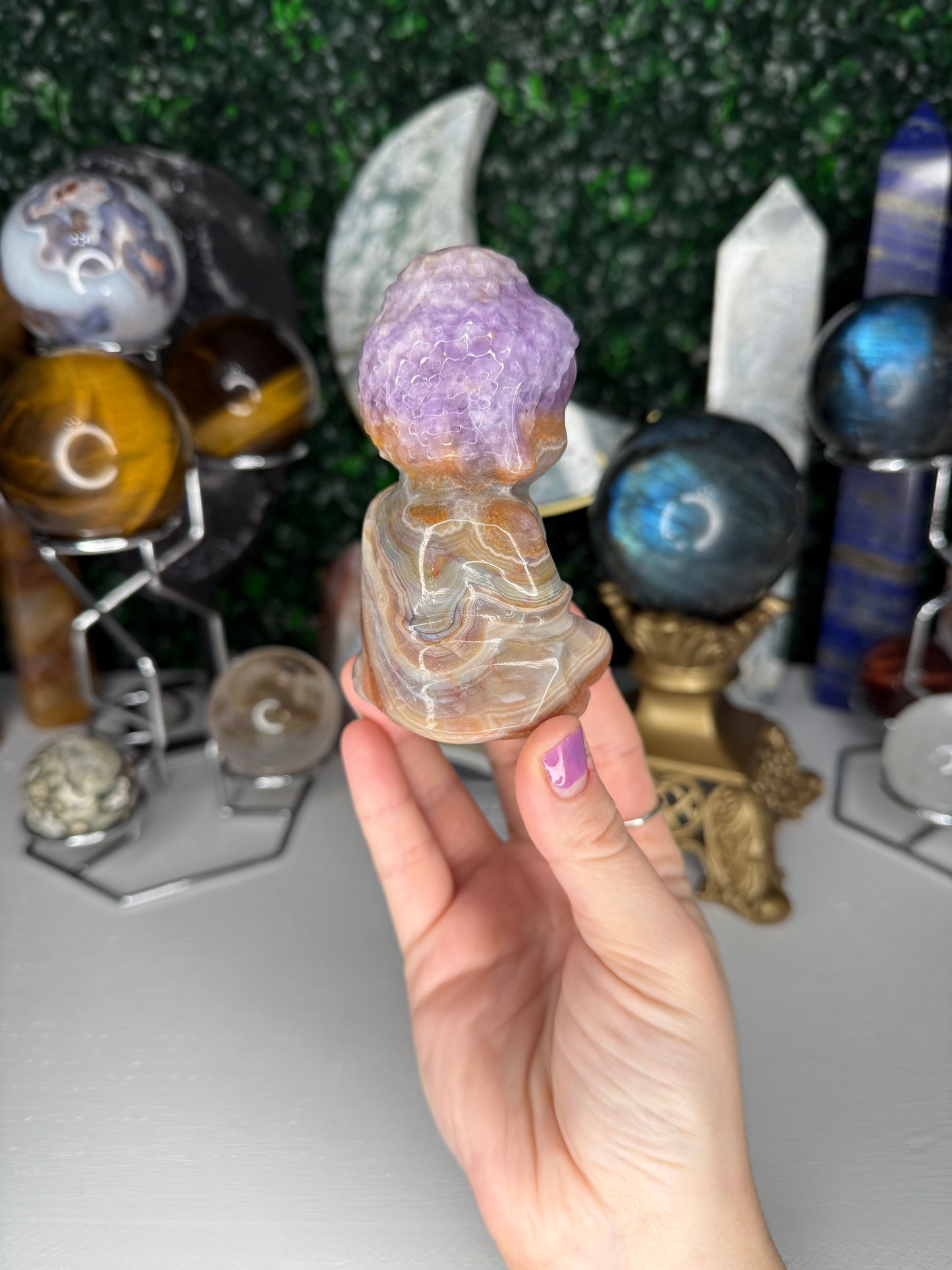 Amethyst Crazy Lace Agate Buddha