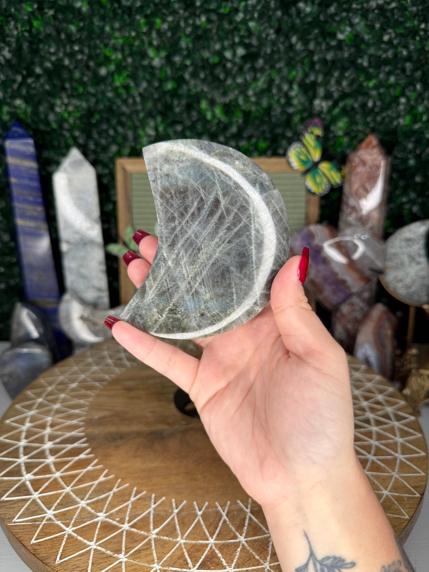 Labradorite Moon Carving