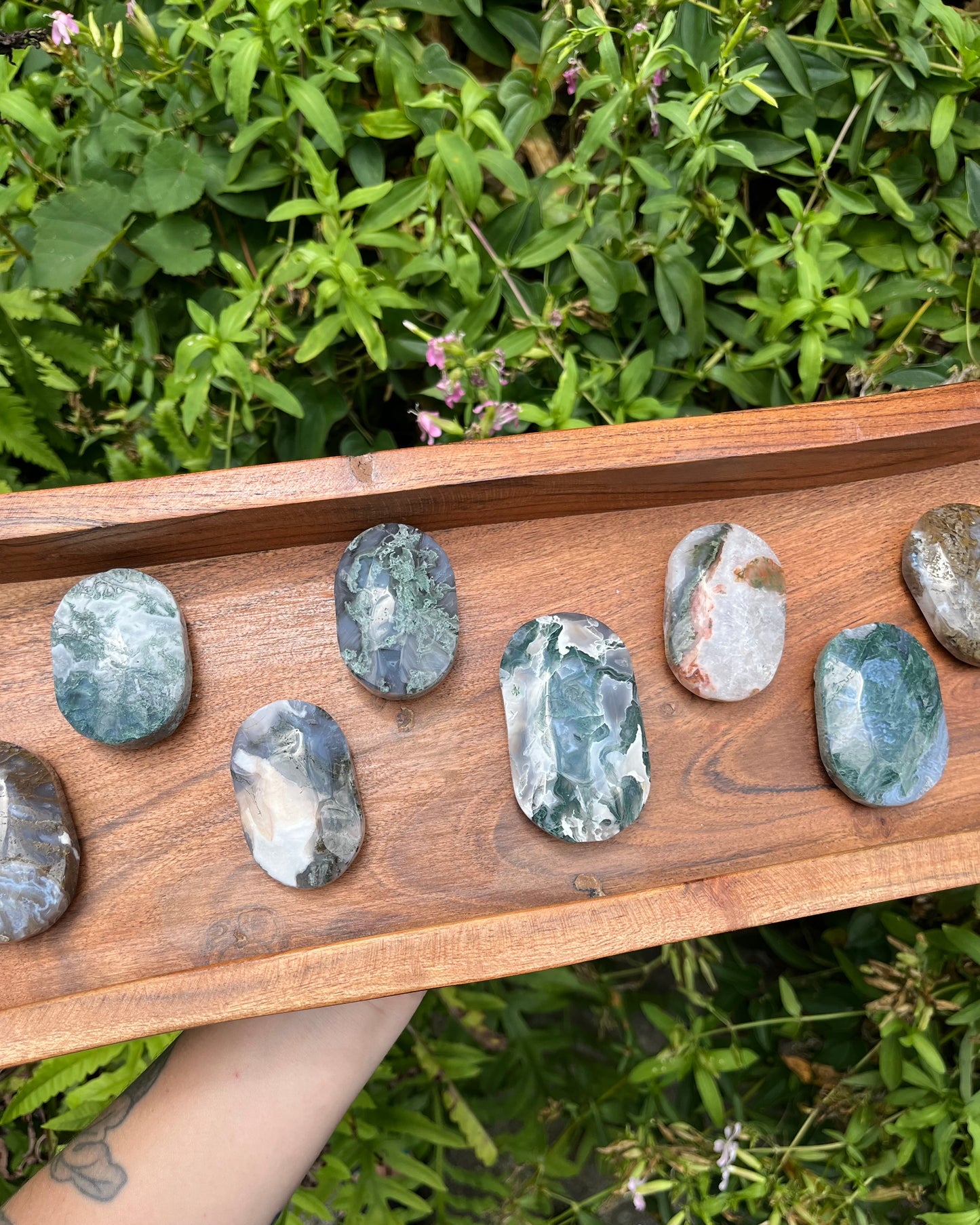 Moss Agate Palm Stones