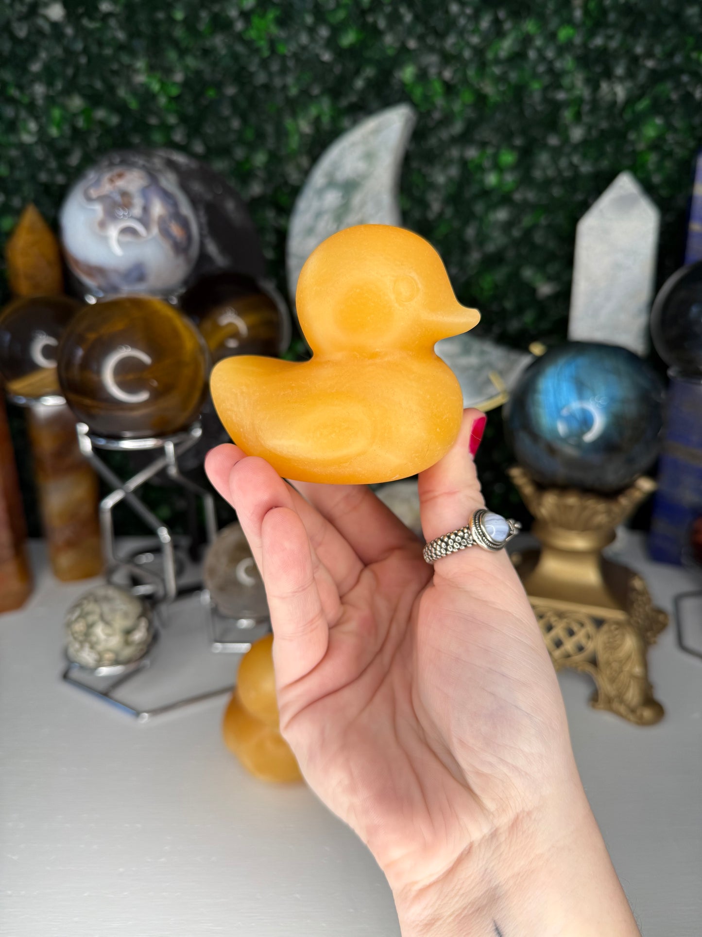 Orange Calcite Ducks