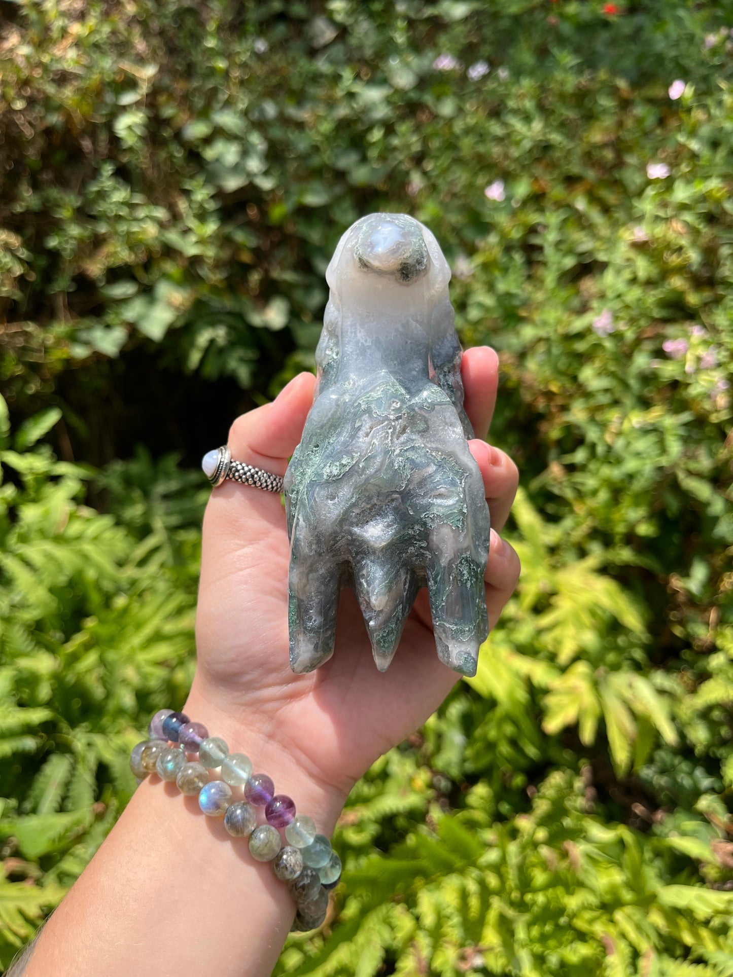 Moss Agate Dragon Head