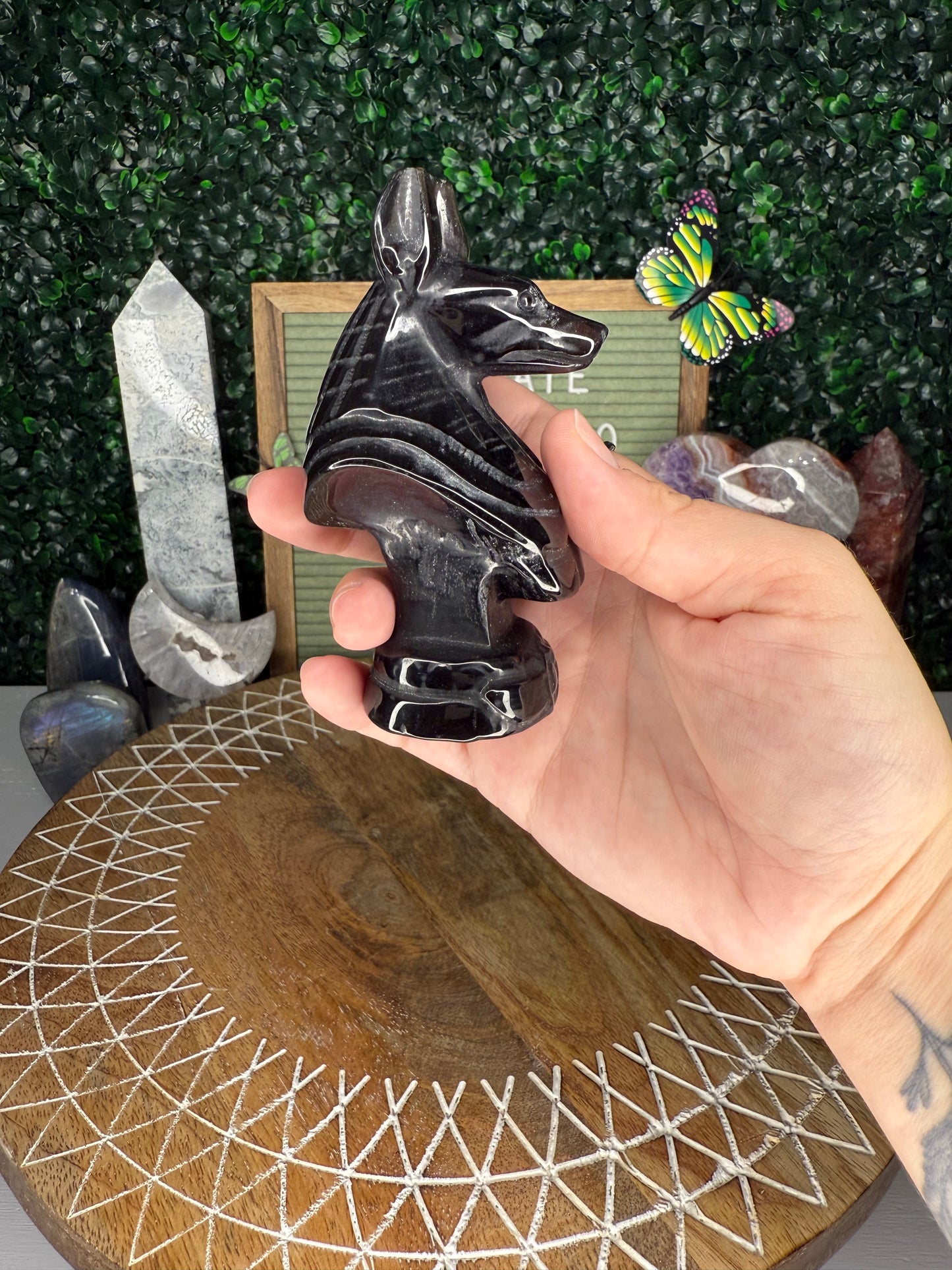 Obsidian Anubis Carving