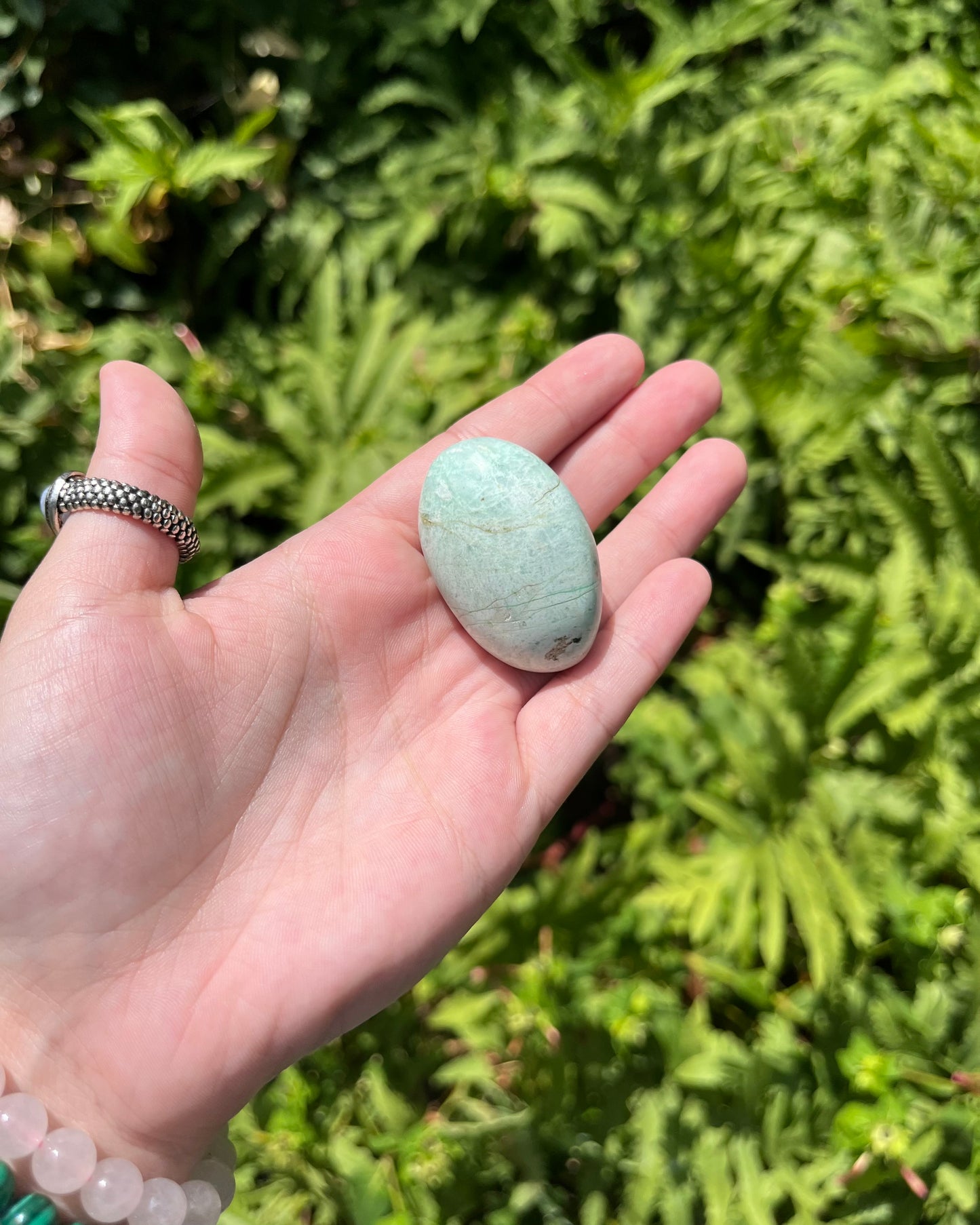 Green Moonstone Palm Stones