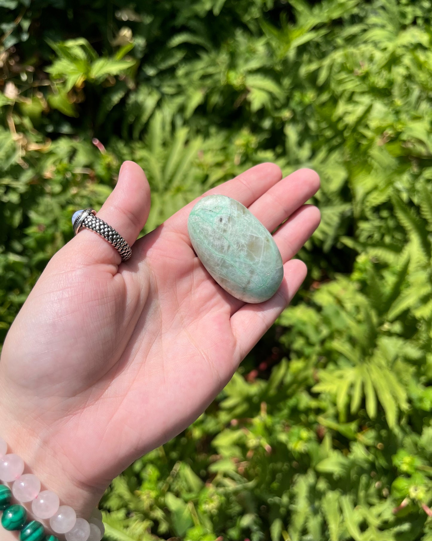 Green Moonstone Palm Stones