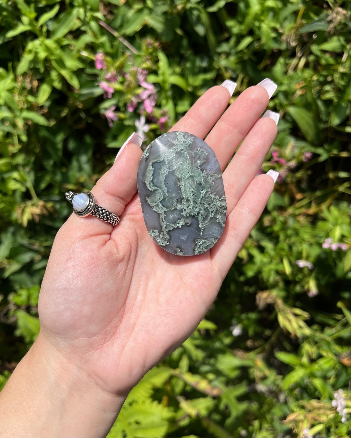 Moss Agate Palm Stones