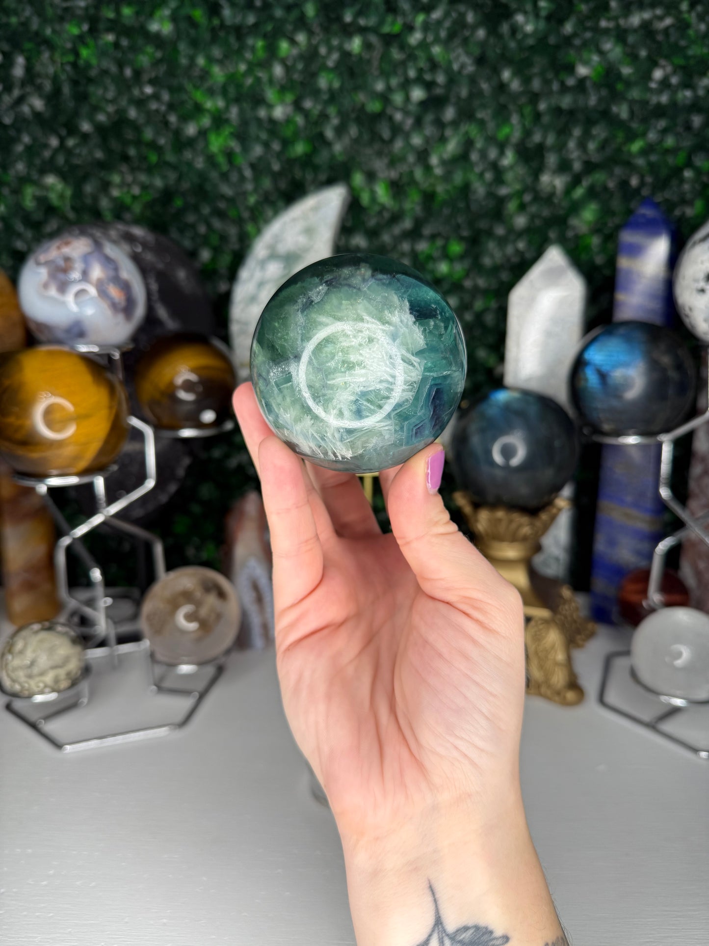 Feather Fluorite Sphere