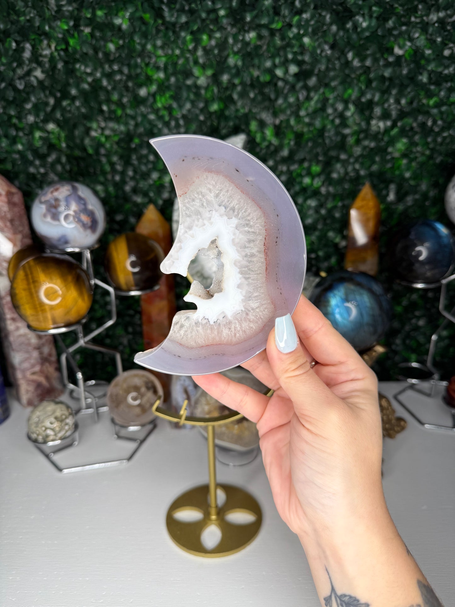 Druzy Agate Moon Faces