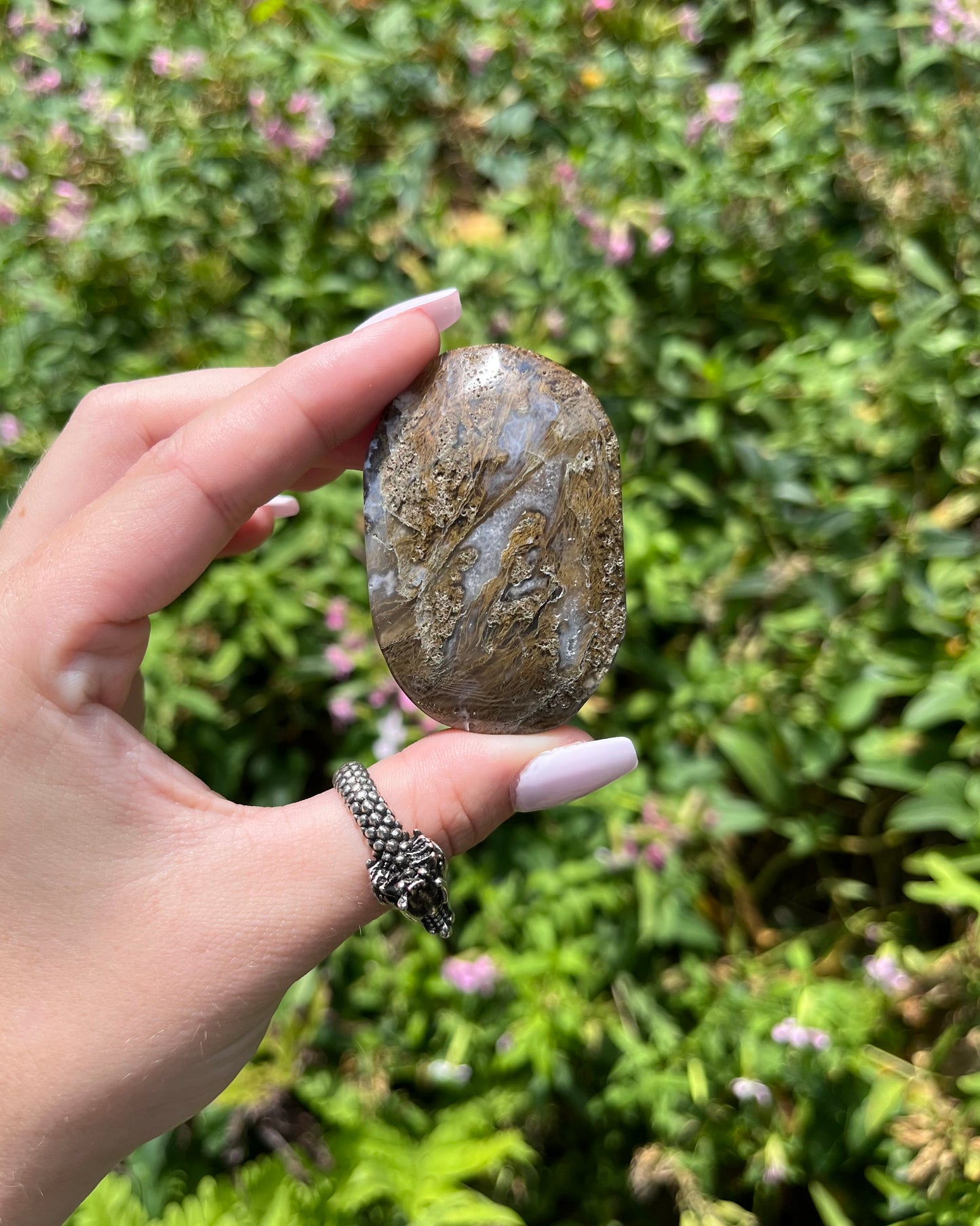 Moss Agate Palm Stones