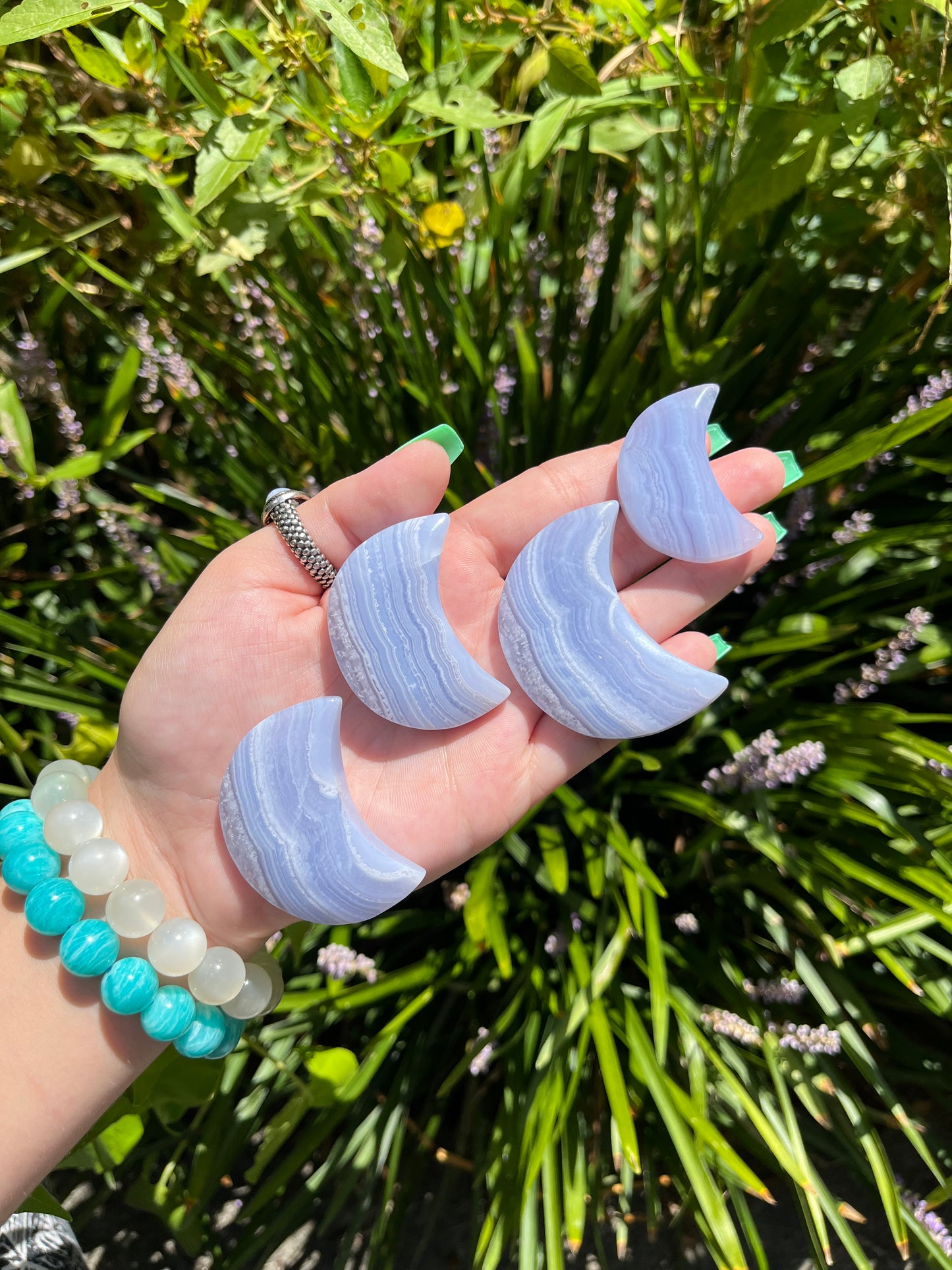 Blue Lace Agate Moons