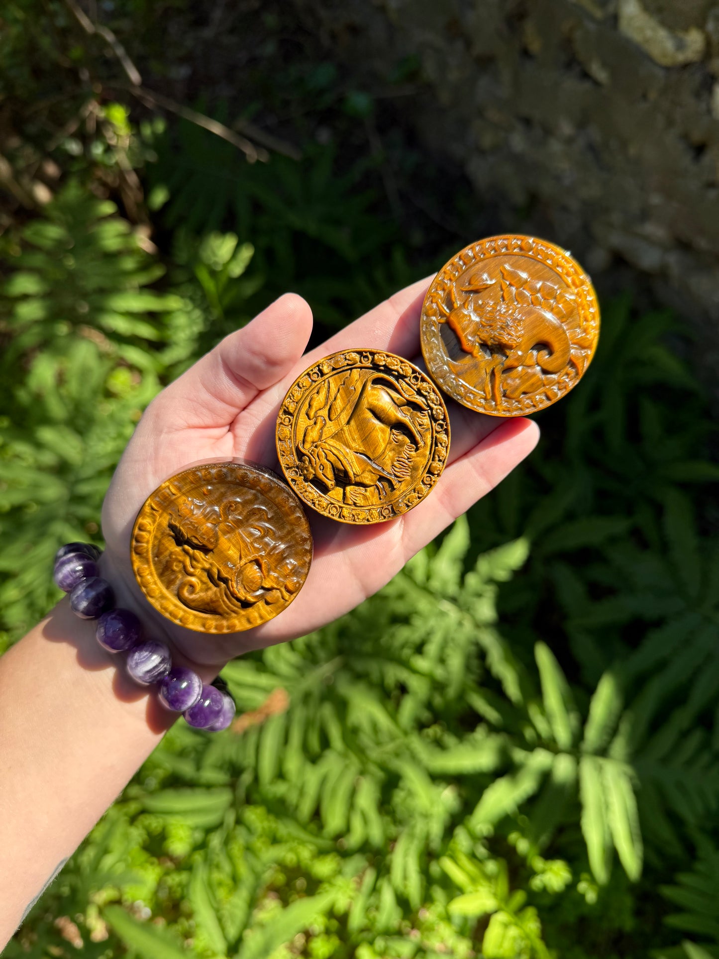 Tiger’s Eye Zodiac Carvings