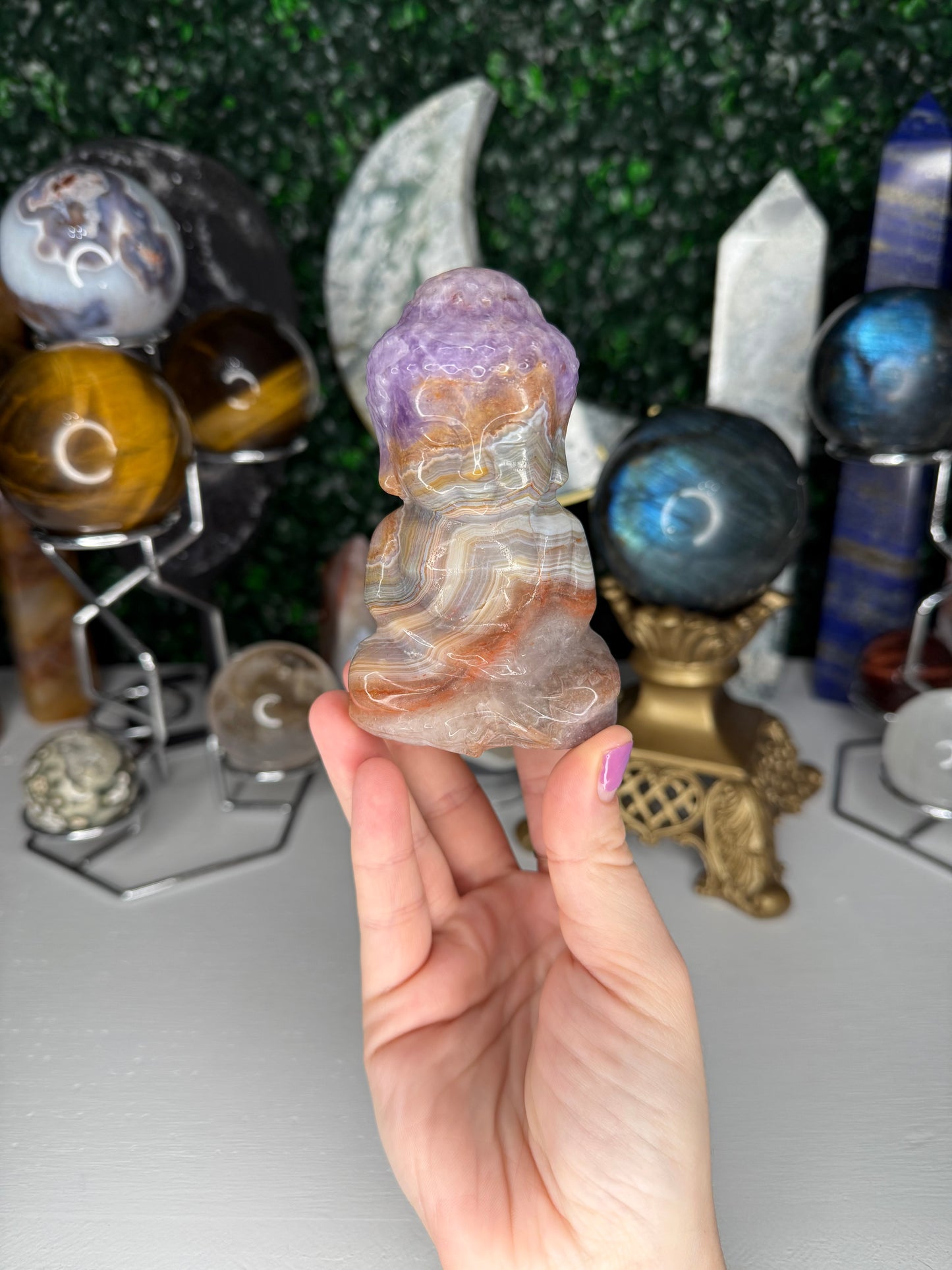 Amethyst Crazy Lace Agate Buddha