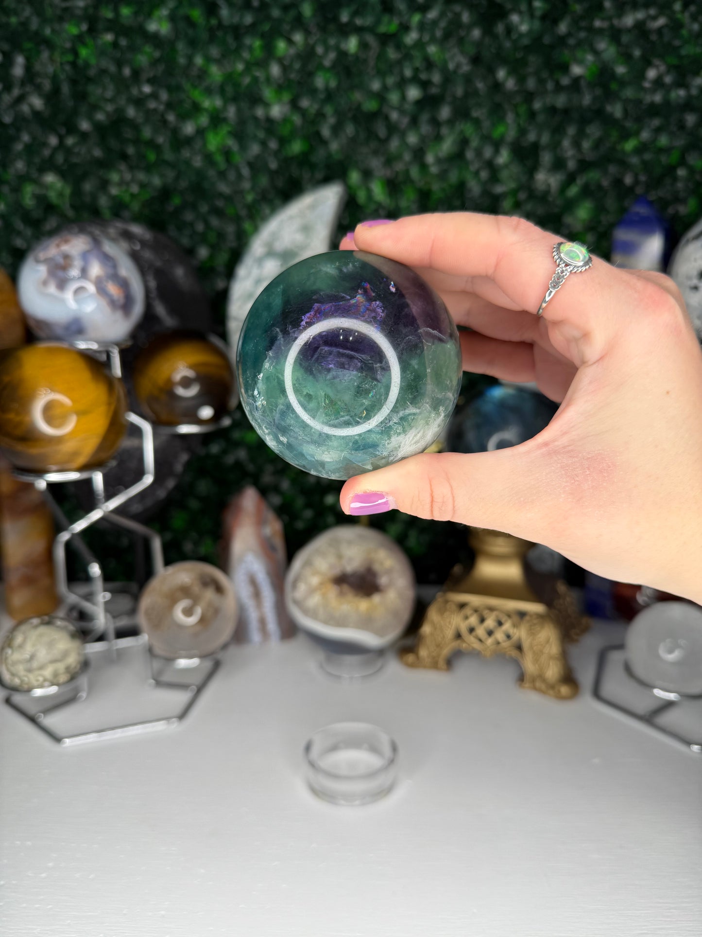 Feather Fluorite Sphere