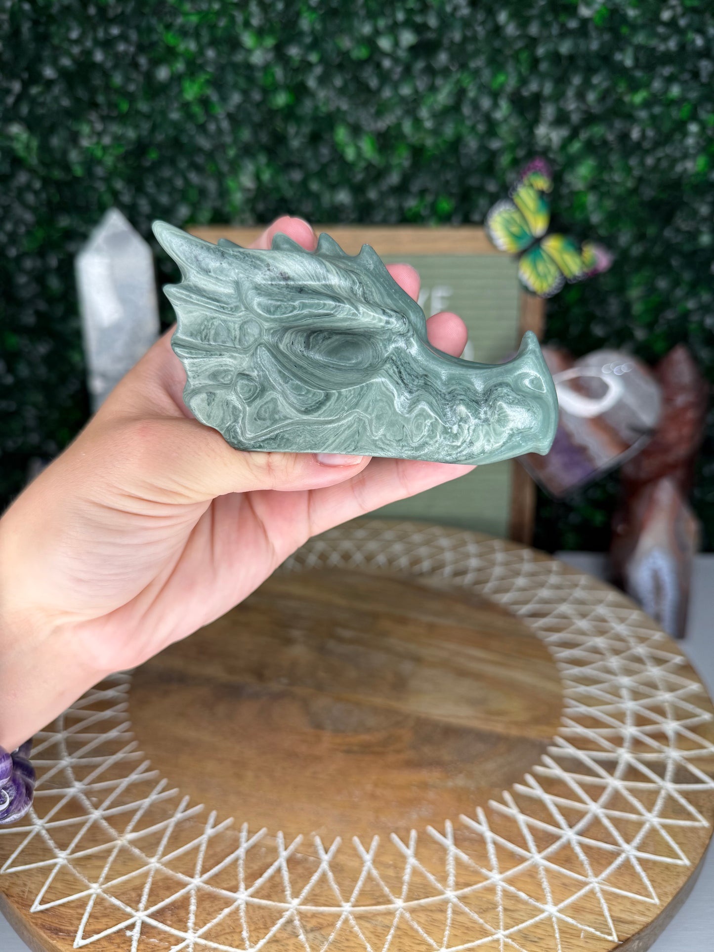 Green Jasper Dragon Head