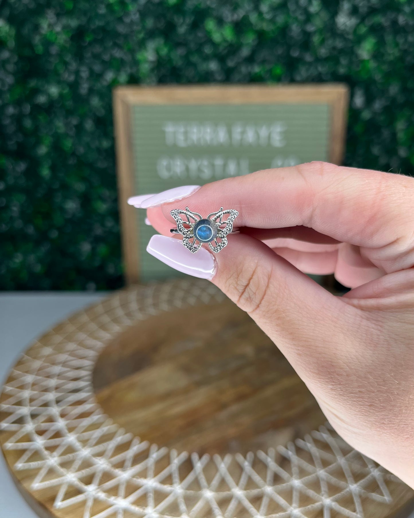 Labradorite Butterfly Rings