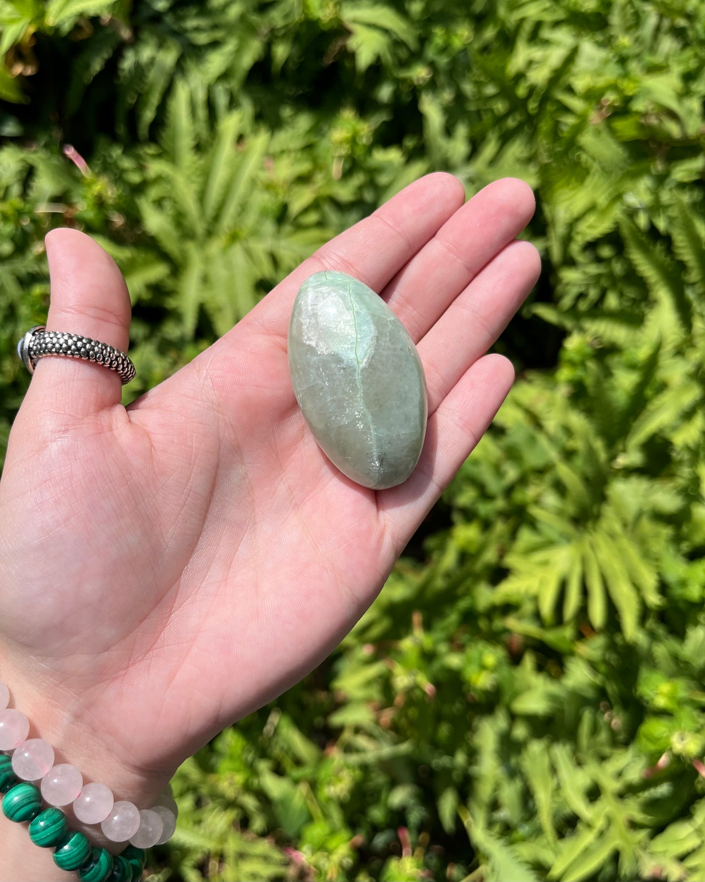 Green Moonstone Palm Stones