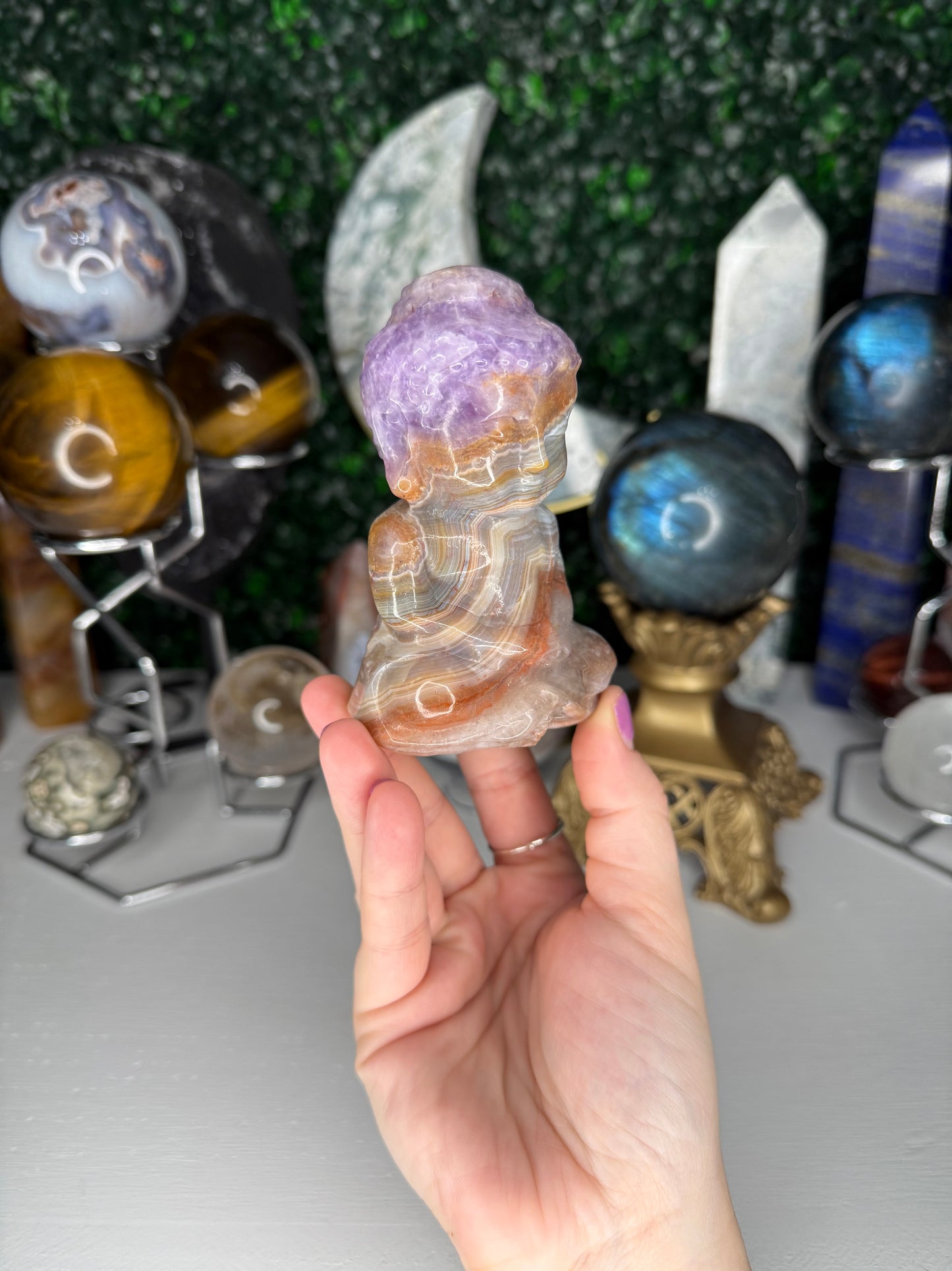 Amethyst Crazy Lace Agate Buddha