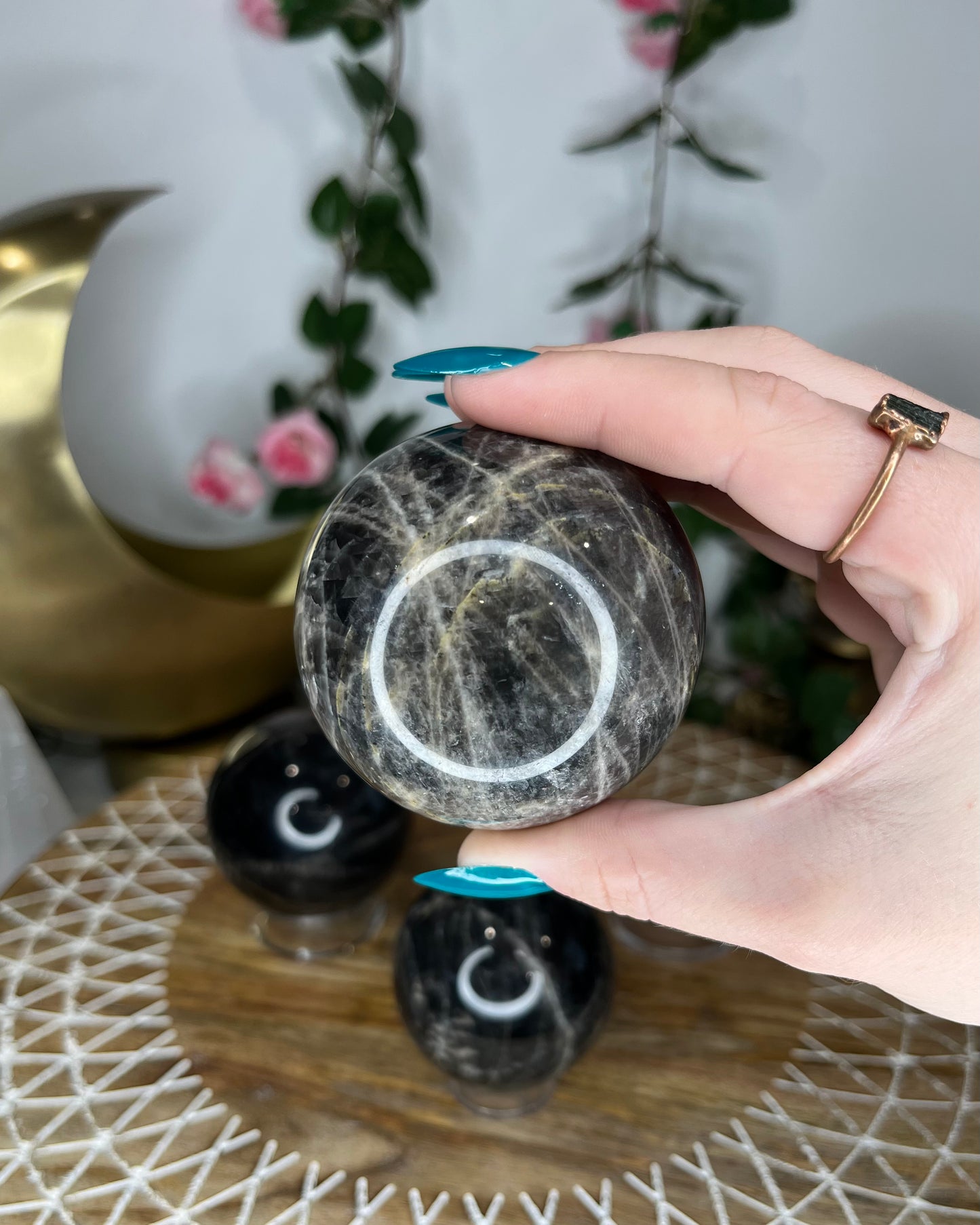 Black Moonstone Spheres