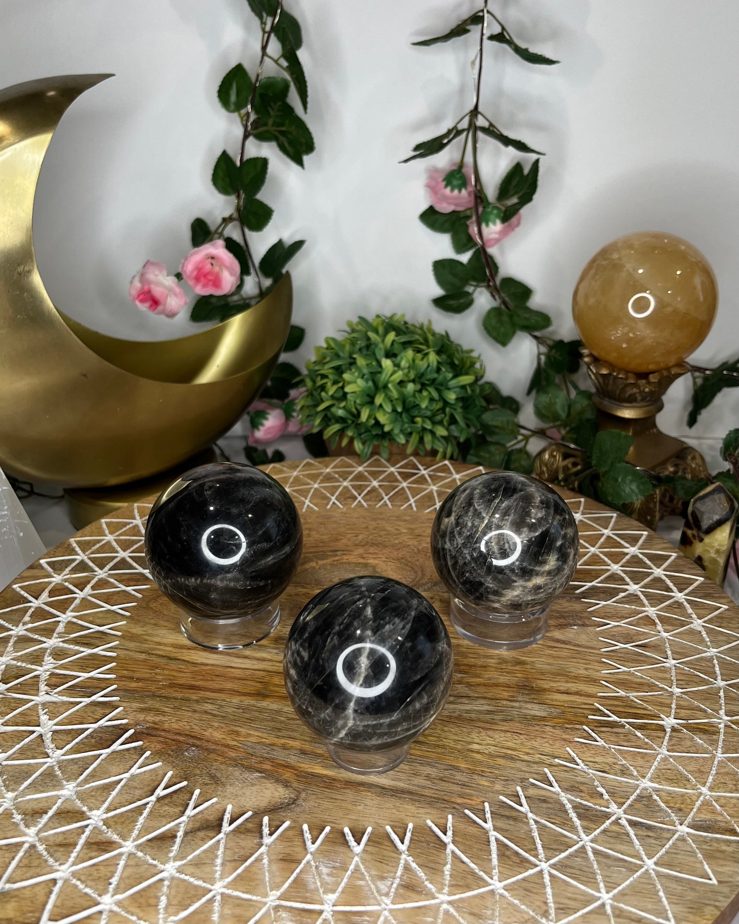 Black Moonstone Spheres