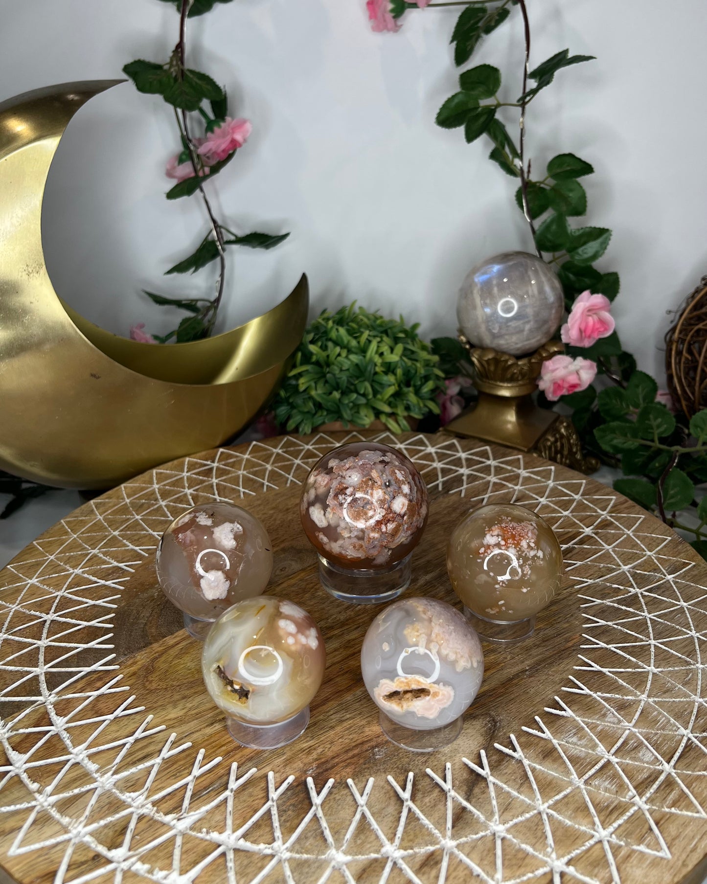 Flower Agate Spheres